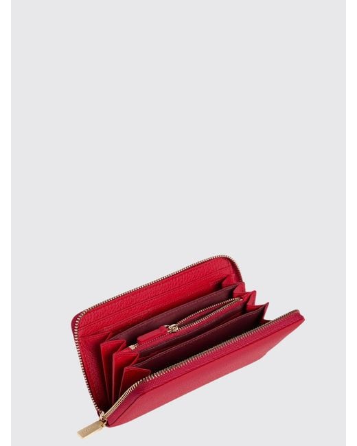 Coccinelle Red Metallic Soft Grained Leather Wallet