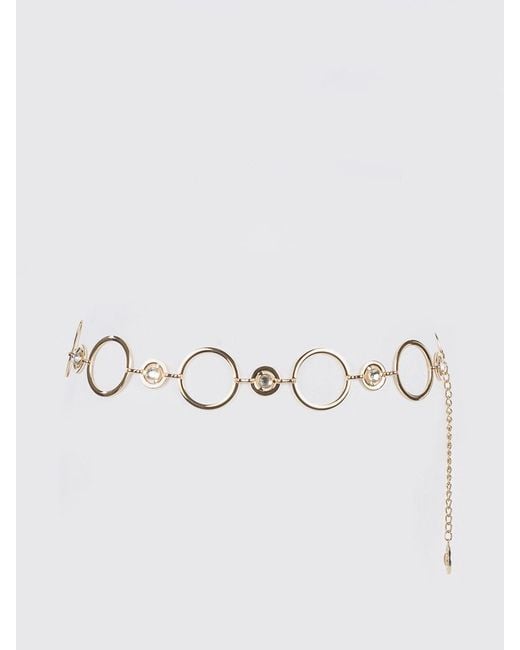 Twinset Metallic Brass Mesh Belt With Set Rhinestones