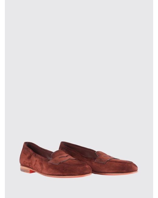 Santoni Red Suede Loafers