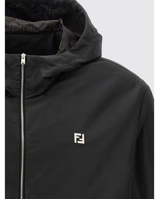Fendi Black Ff Polyester Hooded Jacket for men