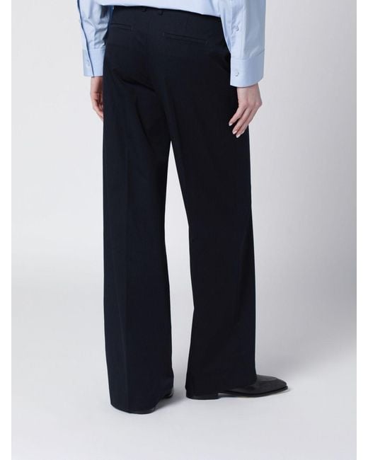 PT Torino Blue Stretch Cotton Palazzo Trousers