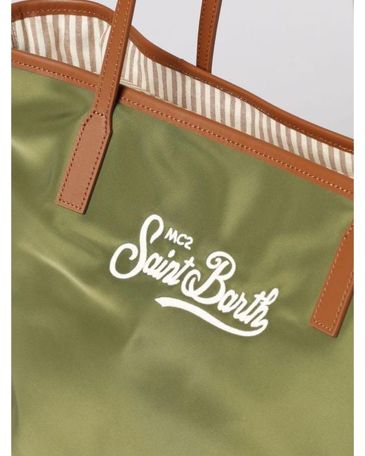 Mc2 Saint Barth Green Nylon Shoulder Bag With Logo