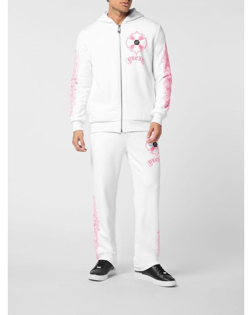 Philipp Plein White Cotton Hoodie With Logo for men