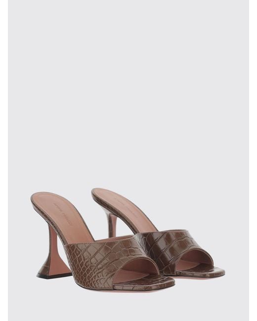 AMINA MUADDI Brown Lupita Croc-Print Leather Mules