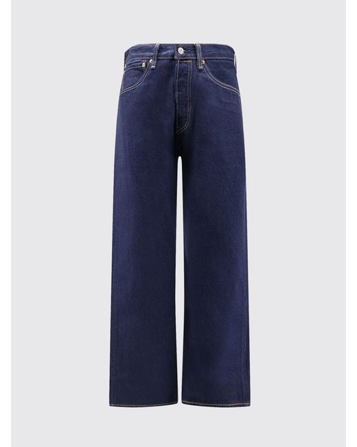 Levi's Blue Straight Fit Cotton Denim Jeans With Worn Effect for men