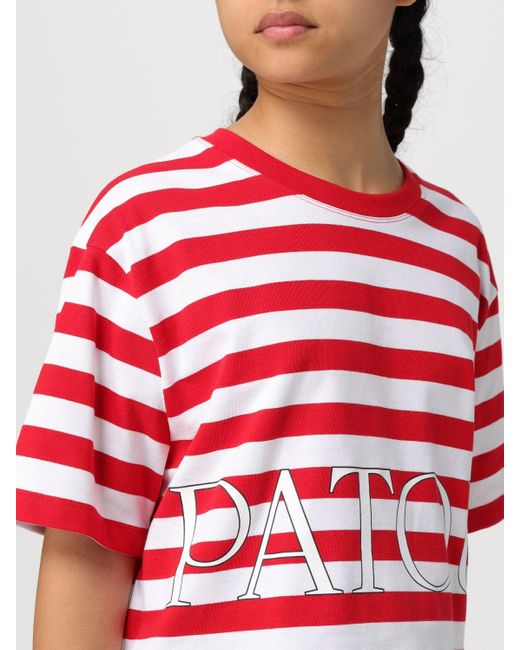 T-shirt in cotone a righe di Patou in Red