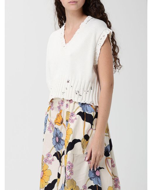 Marni White Cotton Distressed Effect Vest