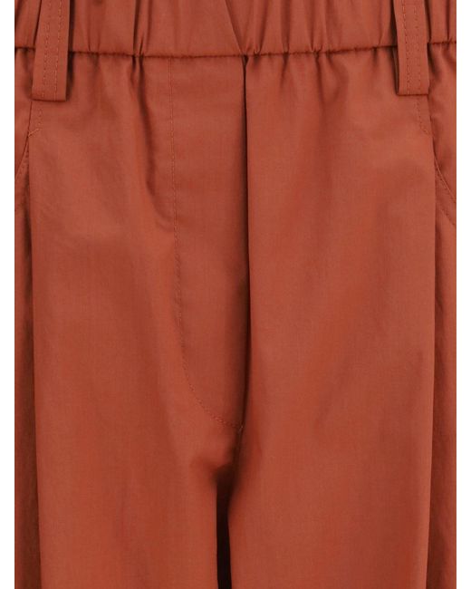 Brunello Cucinelli Red Slim Fit Cotton Trousers