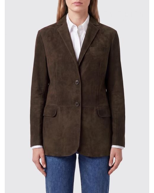 Salvatore Santoro Brown Single-Breasted Suede Blazer