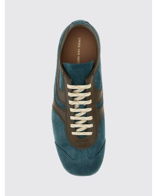 Dries Van Noten Green Bicolor Low-Top Sneakers for men