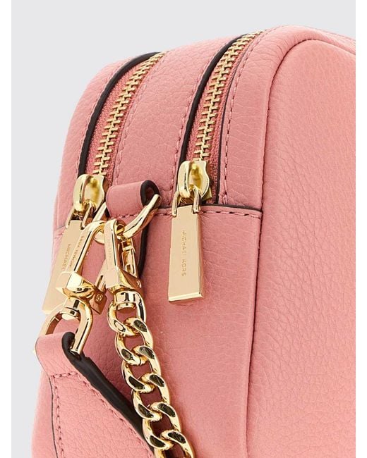 Michael Kors Pink Bryant Pebbled Leather Crossbody Bag With Chain Handle