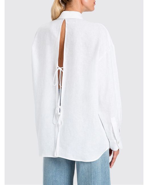 Twinset White Basic Linen Shirt
