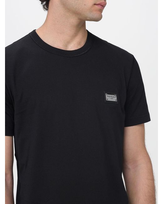 Dolce & Gabbana Black Dolce &Amp Gabbana Cotton T-Shirt With Logo for men