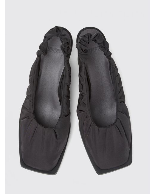 Camper Black Karole Ruched Fabric Slingback