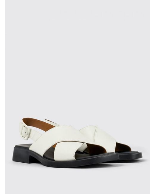 Camper White Flat Sandals