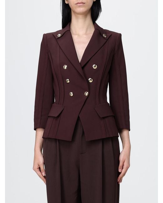 Elisabetta Franchi Red Double-Breasted Blazer