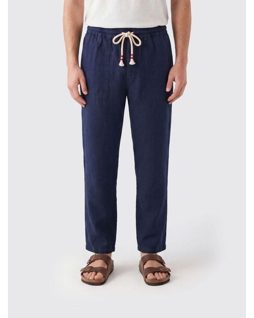 Mc2 Saint Barth Blue Linen Jogging Trousers for men