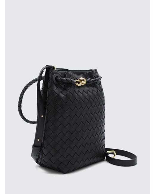 Bottega Veneta Black Andiamo Woven Leather Bucket Bag