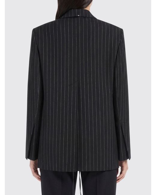 Sportmax Black Pinstriped Wool Blend Single-Breasted Blazer