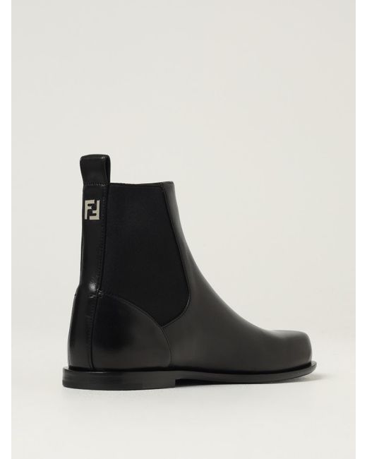 Fendi Black Leather Ankle Boots for men