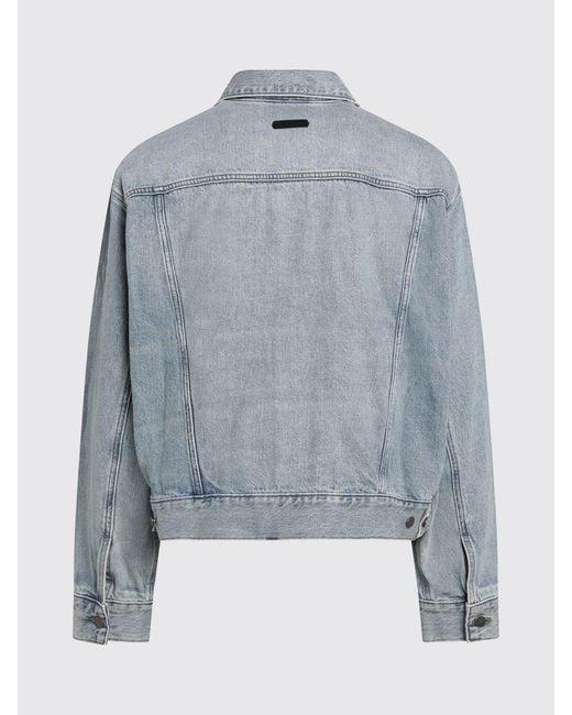 Fear Of God Blue Cotton Denim Shirt Jacket With Multiple Pockets And Metal Buttons for men