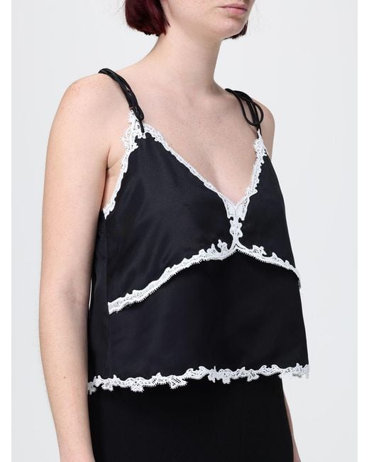 Pinko Blue Twill And Lace Top