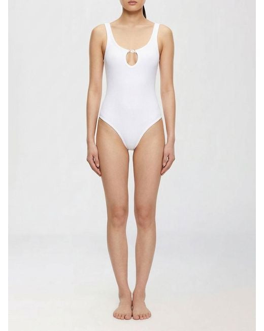 DIESEL White Maura-Dnm Ribbed One-Piece Swimsuit
