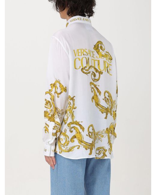 Camicia in viscosa stampata di Versace in White da Uomo