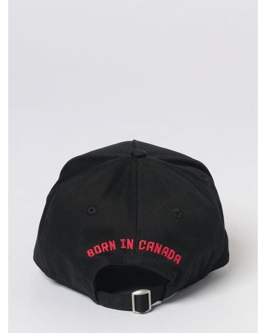 DSquared² Black Cotton Hat With Logo for men