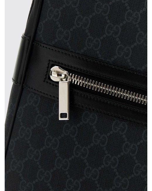 Gucci Black Gg Supreme Monogram Backpack With Adjustable Straps