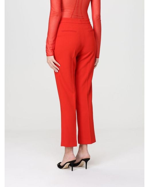Elisabetta Franchi Red Crêpe Cropped Pants