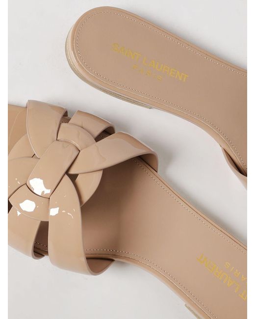 Saint Laurent Pink Nu Pieds 05 Tribute Patent Leather Mules