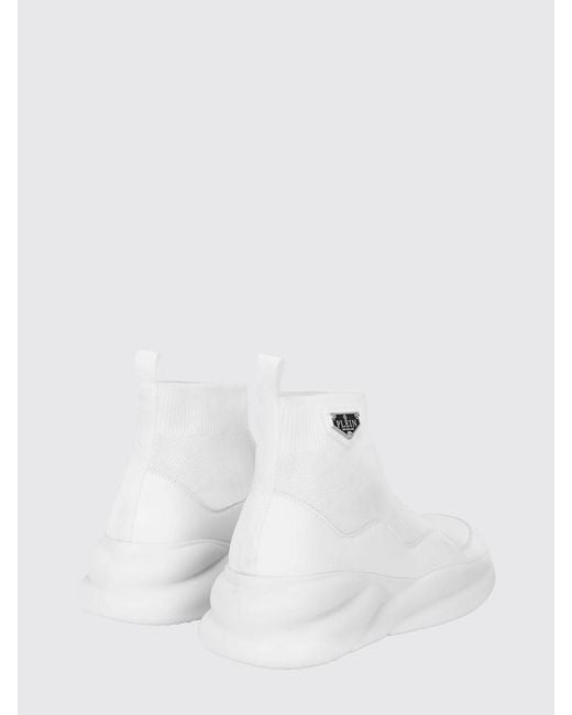Philipp Plein White High-Top Slip-On Knit Sneakers With Sock Ankle for men