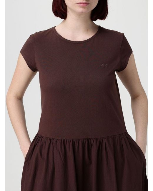 Sun 68 Brown Cotton Midi Dress