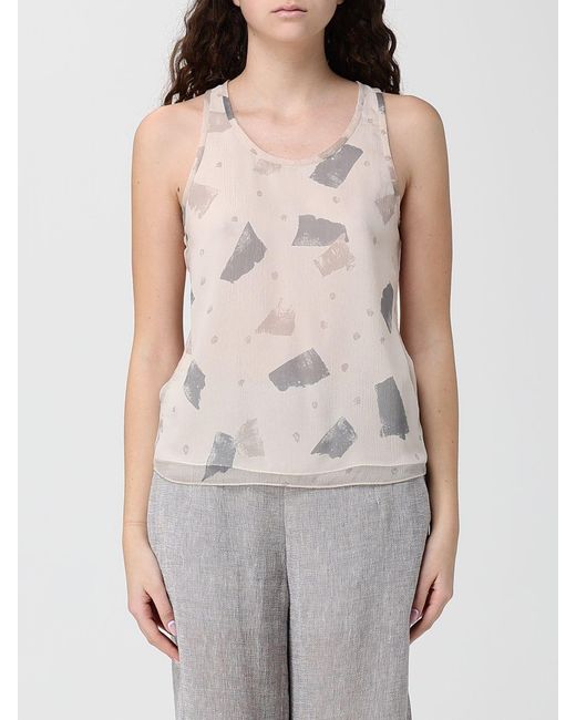 Emporio Armani Gray Printed Silk Blend Top