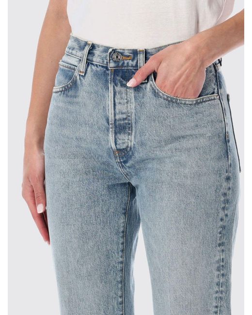 FRAME Blue The Vertical High-Waisted Straight Jeans