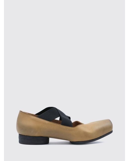 Uma Wang White Mary Jane Leather Flats With Square Toe And Elasticized Laces