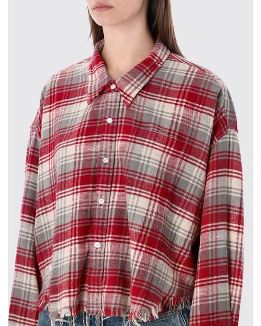 R13 Red Cotton Check Print Shirt