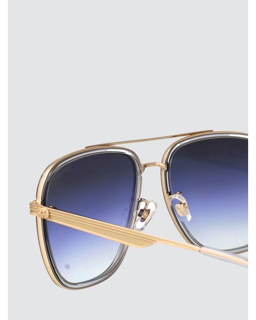 Carrera Blue Rectangular Metal Aviator Sunglasses With Double Bridge