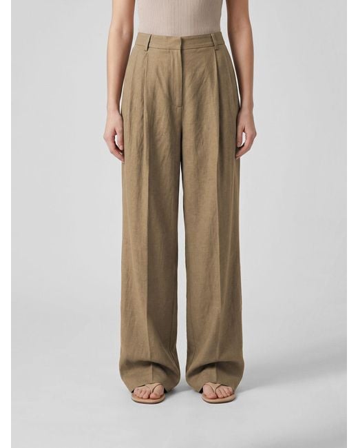 Fabiana Filippi Natural Linen Blend Wide Leg Trousers