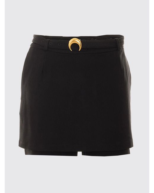 MARINE SERRE Black High-Waisted Viscose Shorts With Adjustable Belt
