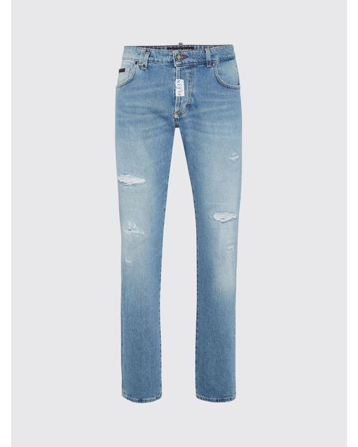 Philipp Plein Blue Distressed Slim Fit Jeans for men