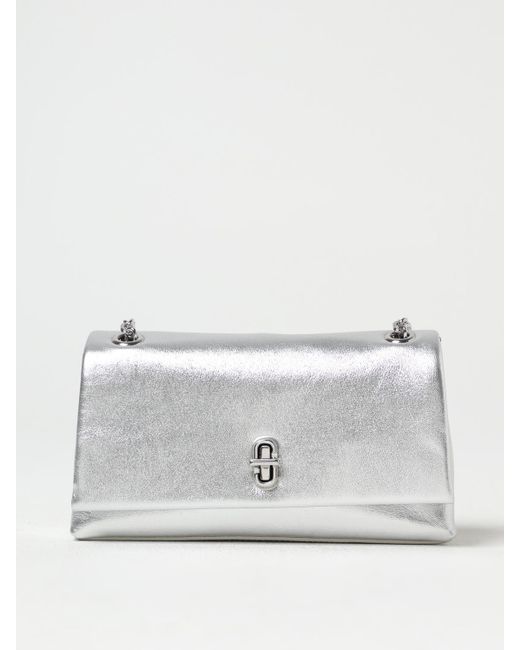 Borsa The Dual Chain Bag Metallic di Marc Jacobs in White