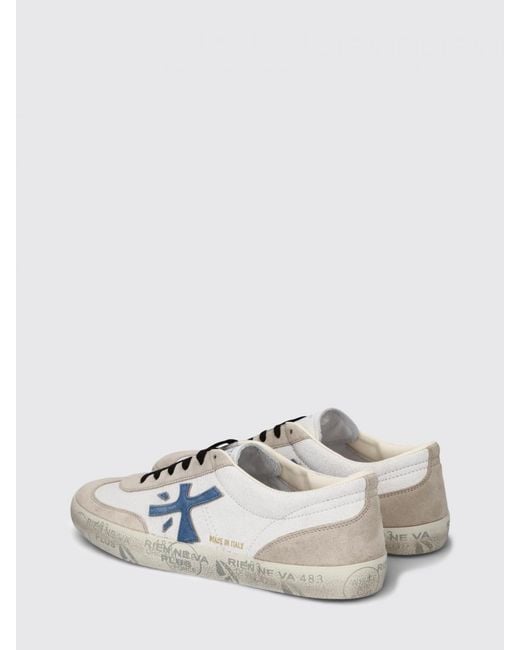 Premiata White David Used Suede Sneakers for men
