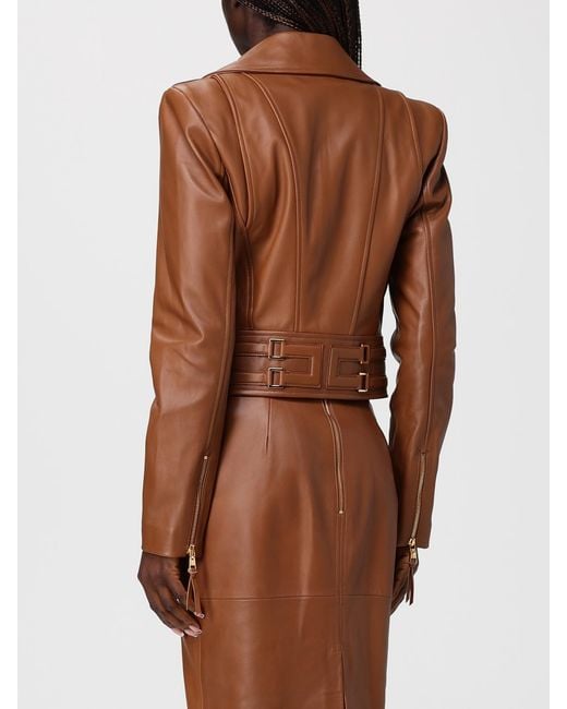 Elisabetta Franchi Brown Biker Jacket
