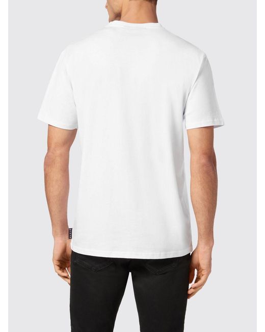 Philipp Plein White Slim Fit Cotton V-Neck T-Shirt With Logo for men