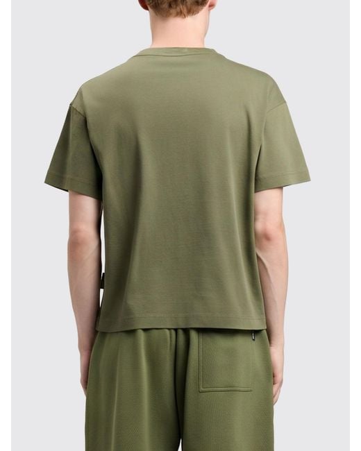Palm Angels Green Cotton T-Shirt With Logo for men