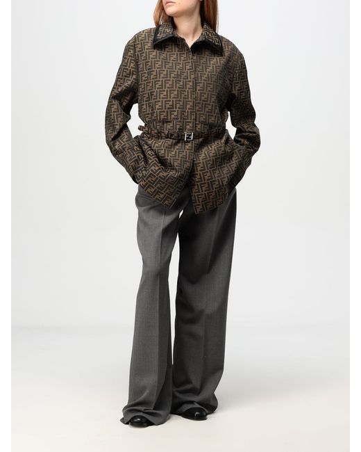 Fendi Black Canvas Jacket With All-Over Monogram