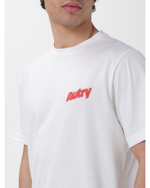 Autry White Cotton T-Shirt With Logo Print for men