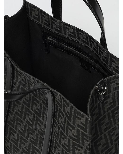 Fendi Black Ff Jacquard Monogram Cotton Blend Shopper Bag for men